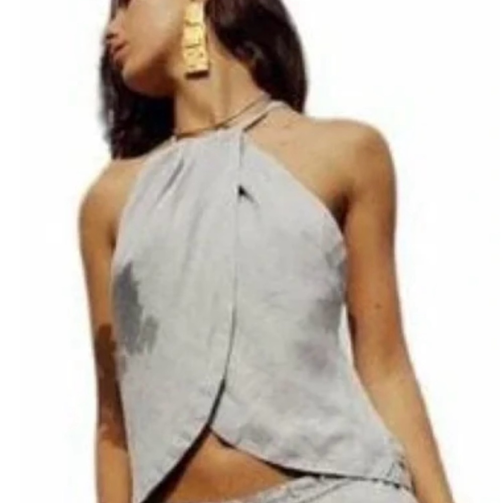 Zara Light Gray Halter Blouse